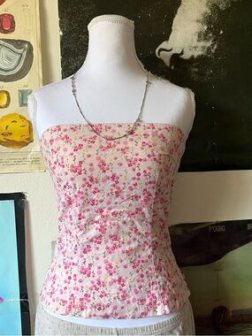 🌺 Strapless Floral Corset Tube Top 🌺